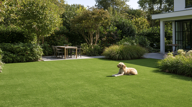 moderne tuin met kunstgras