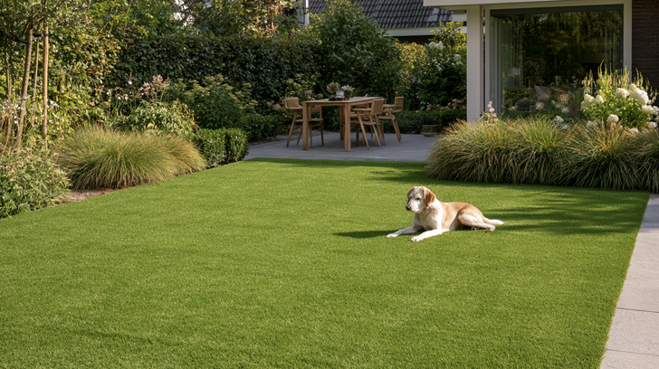tuin met kunstgras